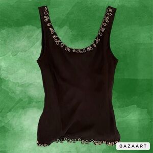 western embellished brown tank top